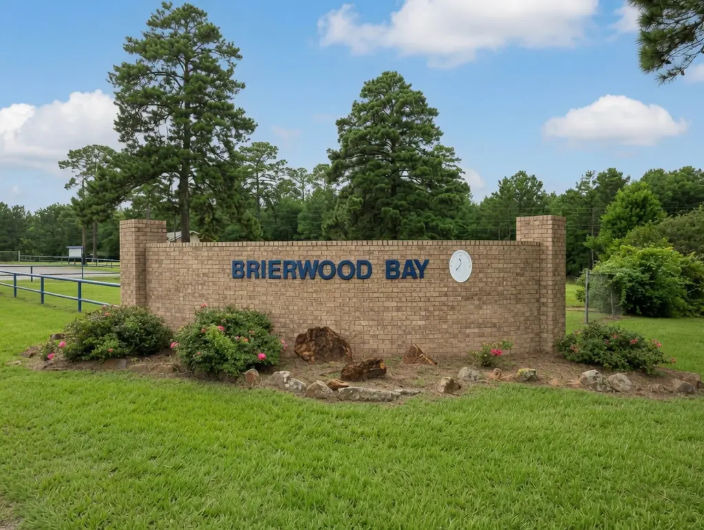 Brierwood Bay subdivision entrance sign on the Frankston side of Lake Palestine, Texas.