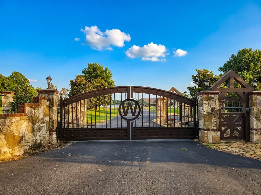 Gated entrance to Windrock Estates luxury community on Lake Palestine Henderson County Texas